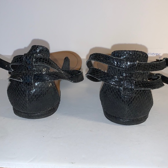 8 Black Express Double Strap Python Sandals - Picture 6 of 12